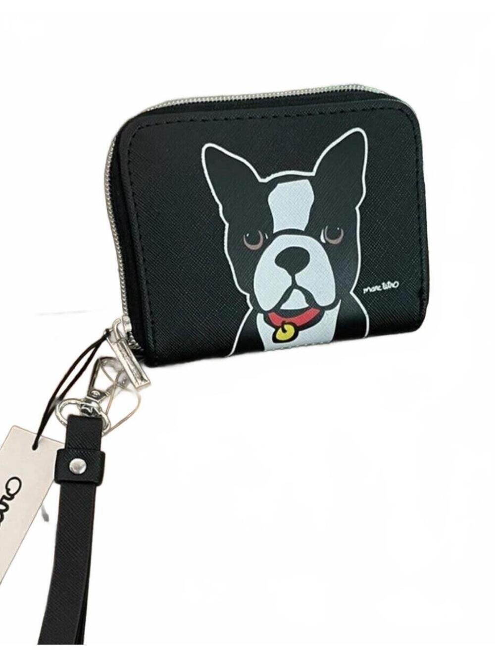 French Bulldog Boston Terrier Lined Zippered Wristlet Marc Tetro 4.5 x 3.5”- NWT